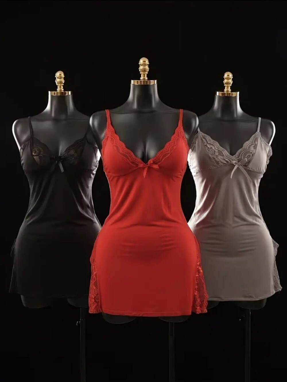 NWT Gray Lace-Trim Chemise Nightdress - Women Intimates & Sleepwear